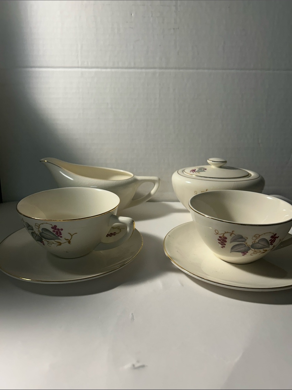 Ivory Porcelain Tea Set with Gold Trim - Classic Floral Pattern Replacements